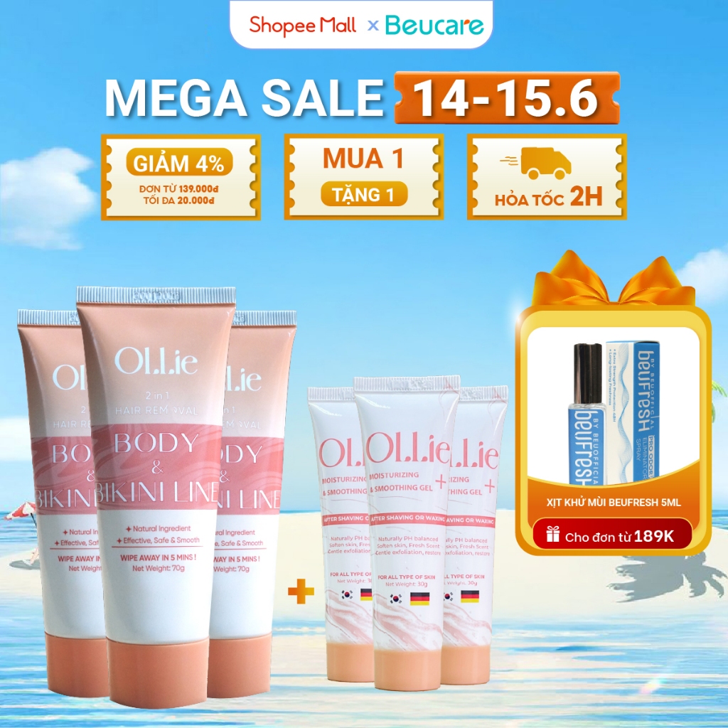 Combo 3kem tẩy lông Ollie + 3 kem dưỡng da làm chậm quá trình mọc lông Ollie