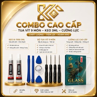 Combo Sửa Chữa Điện Thoại Keo B-7000 + Tua Vít 9 Món + Kính Cường Lực.