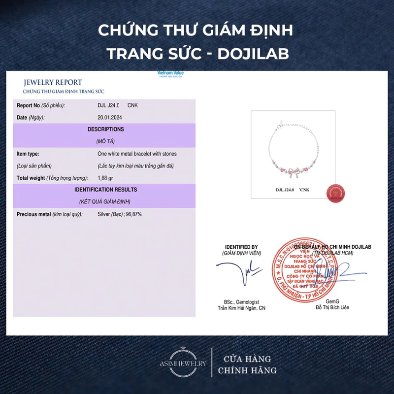 Lắc tay bạc nữ nơ hồng Daisy Asimi Daisy Róse LT43 5