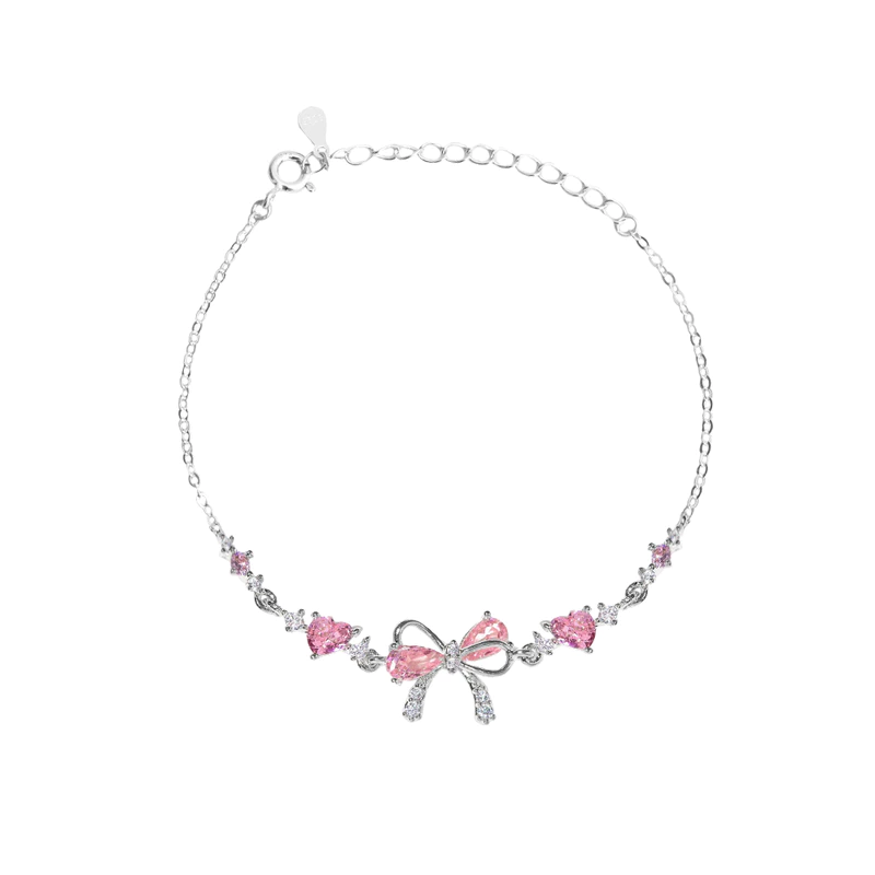 Lắc tay bạc nữ nơ hồng Daisy Asimi Daisy Róse LT43 7