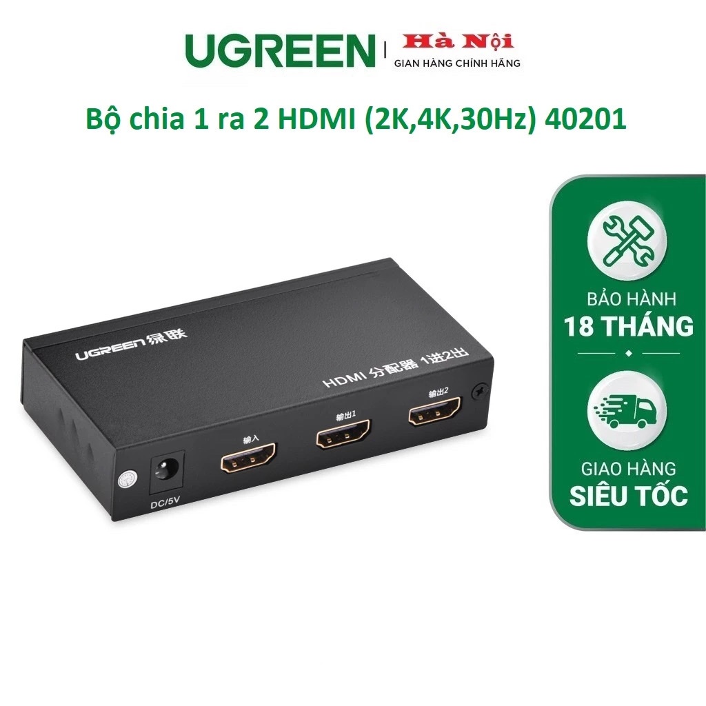 Bộ Chia HDMI từ 1 ra 2 Hàng chính hãng Ugreen cao cấp (1in 2 out)
