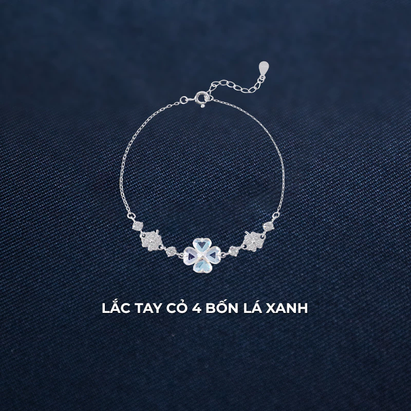 Lắc tay bạc nữ Cỏ 4 Lá Hồng Asimi Love Letter Bloom LT52 7