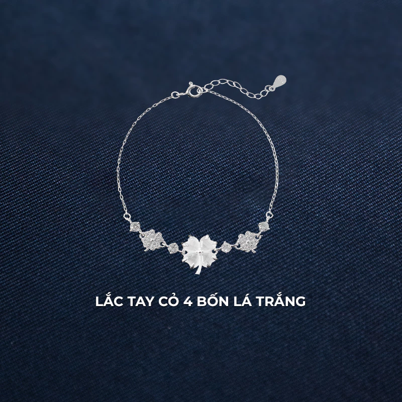 Lắc tay bạc nữ Cỏ 4 Lá Hồng Asimi Love Letter Bloom LT52 6