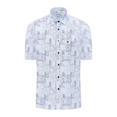 Áo sơ mi ngắn tay vạt ngang VIETTIEN SMART CASUAL vải Hoa hồng form REGULAR VT00000666