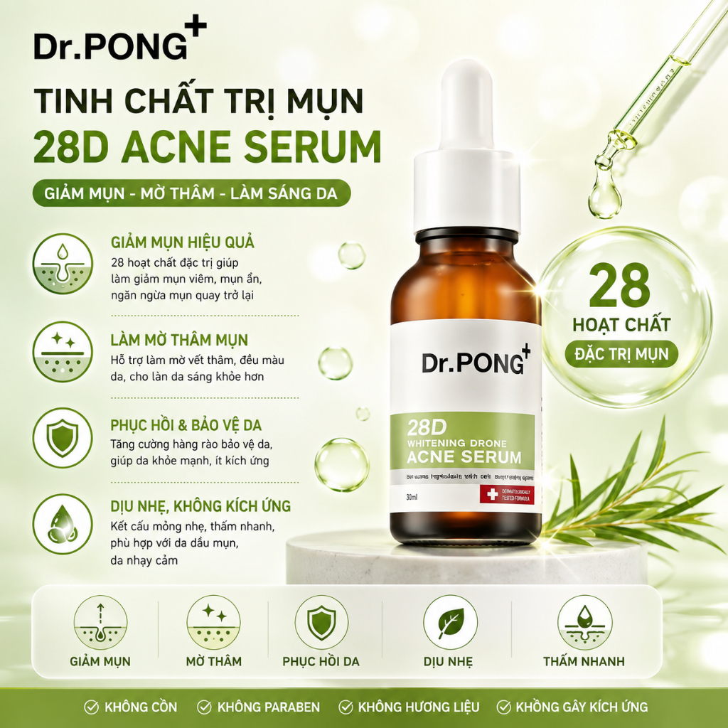 Serum giàm mun, ngùra thàm mun Dr.PONG 28D Whitening DroneAcne 15ml
