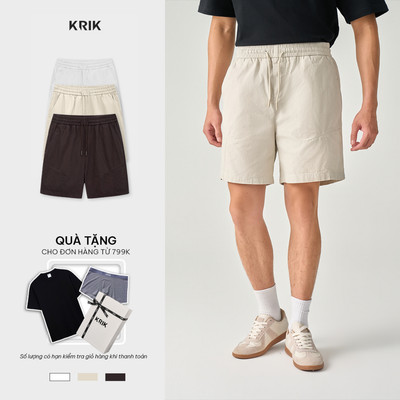 Quần Short Kaki Nam KRIK Form Classic Chất Cotton Bền Đẹp Thiết Kế Phóng Khoáng QS8192