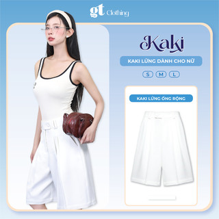 Quần Ống Rộng Lửng Trắng Lưng Cao GT Clothing - QKL - Kaki Nhật, Form Suông, Lưng Cao [GT-Q10]