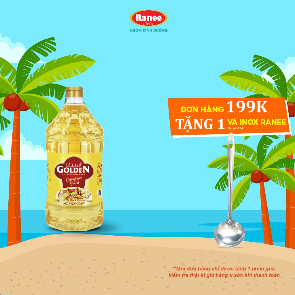 {Đơn 199k tặng Vá Inox} Dầu ăn Ranee Golden 2 lít