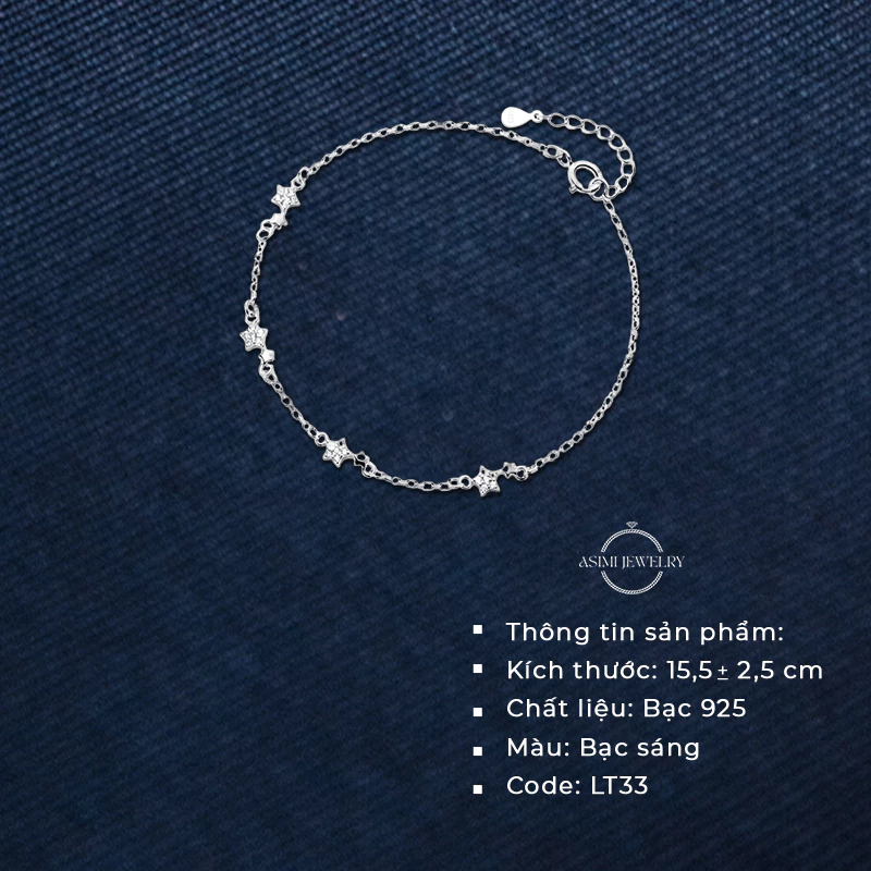 Lắc tay bạc Ý S925 nữ mặt ngôi xinh xắn Asimi Star Cute LT33 3