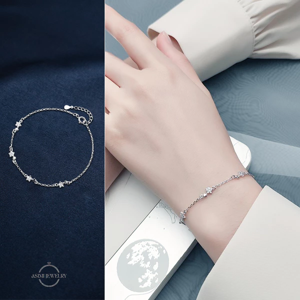Lắc tay bạc Ý S925 nữ mặt ngôi xinh xắn Asimi Star Cute LT33 - đeo trên mẫu