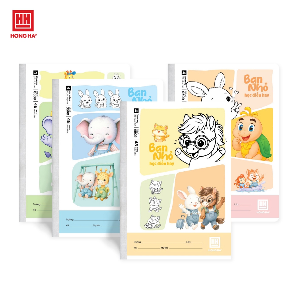 Lốc 10 Vở Ô Ly Bạn Nhỏ Hồng Hà 48 trang, Vở Ô Ly Hồng Hà School định lượng 100gsm - 0509