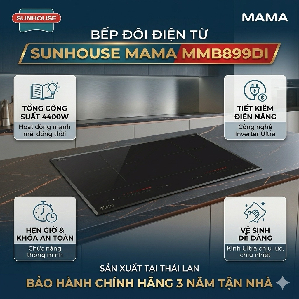 BẾP ĐÔI ĐIỆN TỪ SUNHOUSE MAMA MMB899DI Thái Lan