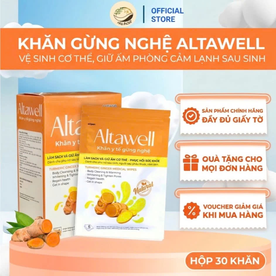 Khăn Y Tế Gừng Nghệ Altawell – Giảm Thâm Mờ Rạn Cho Mẹ Bầu Sau Sinh - NHÀ ACHI