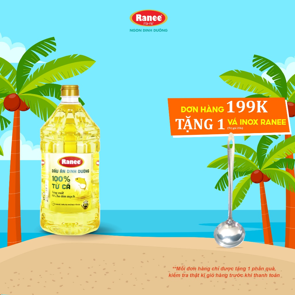 {Đơn 199k tặng Vá Inox} Dầu ăn dinh dưỡng Ranee 2L