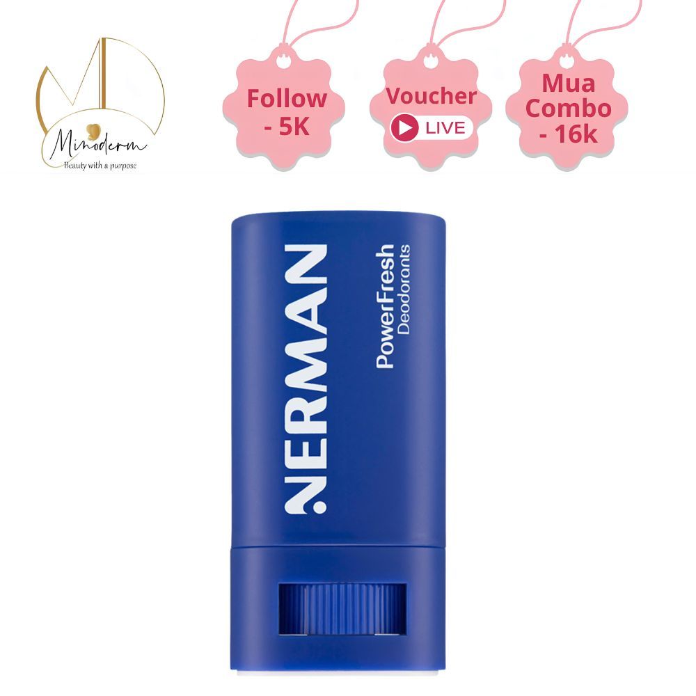 Lăn khử mùi Nerman Power Fresh cho nam dạng sáp mát lạnh, không để lại vệt ố vàng.