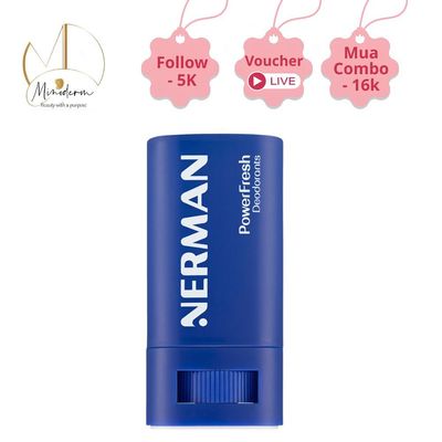 Lăn khử mùi Nerman Power Fresh cho nam dạng sáp mát lạnh, không để lại vệt ố vàng.