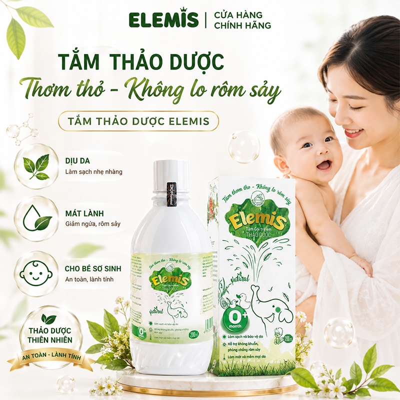 Nước tắm gội thảo dược cho trẻ Elemis 200ml