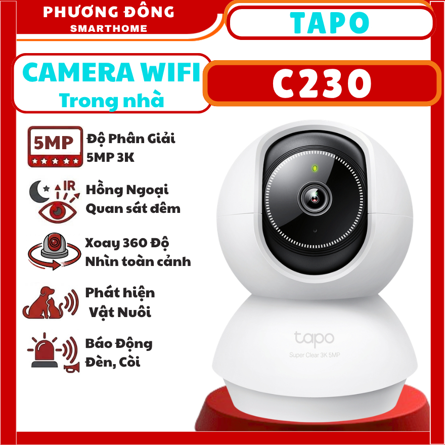 CAMERA WIFI TRONG NHÀ TAPO C230 5MP - XOAY 360 ĐỘ, ĐÀM THOẠI HAI CHIỀU, PHÁT HIỆN CHUYỂN ĐỘNG, CẢNH 