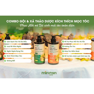 Dầu Gội MinMin Care, Dầu Gội xả Thảo Dược Gừng Tươi, Hà Thủ ô, Dầu Gội Xả Biotin, Collagen, Keratin
