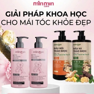 Dầu Gội MinMin Care, Dầu Gội xả Thảo Dược Gừng Tươi, Hà Thủ ô, Dầu Gội Xả Biotin, Collagen, Keratin