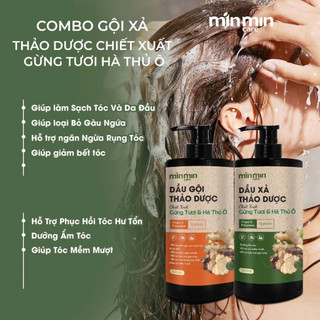 Dầu Gội MinMin Care, Dầu Gội xả Thảo Dược Gừng Tươi, Hà Thủ ô, Dầu Gội Xả Biotin, Collagen, Keratin