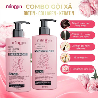 Dầu Gội MinMin Care, Dầu Gội xả Thảo Dược Gừng Tươi, Hà Thủ ô, Dầu Gội Xả Biotin, Collagen, Keratin