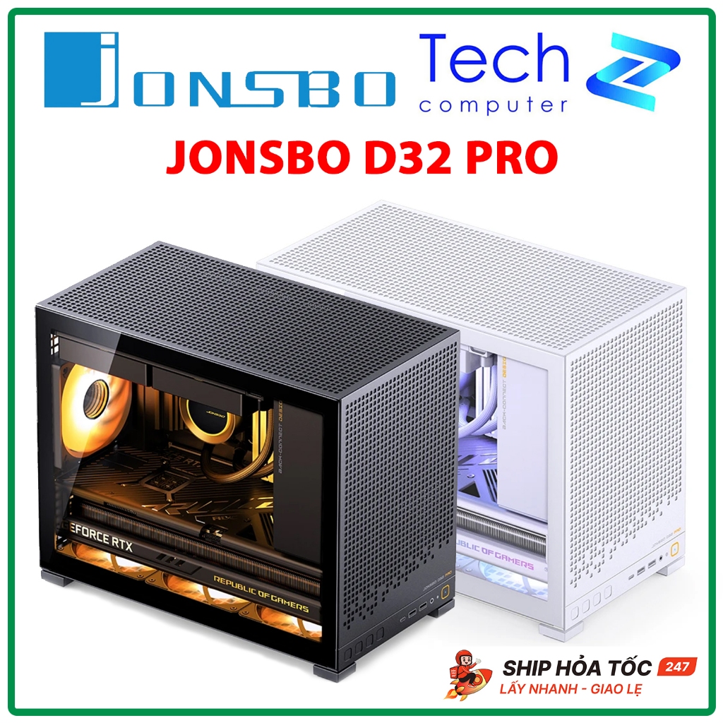 Vỏ Case JONSBO D32 Pro M-ATX Mini Tower Kính Cường Lực Đen/Trắng Chính Hãng