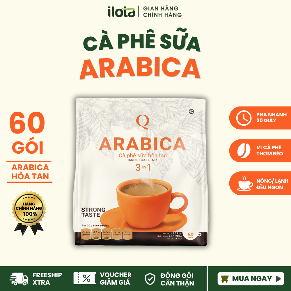 Cà phê sữa Arabica hòa tan 3in1 (Bịch - 60 gói) - Trần Quang
