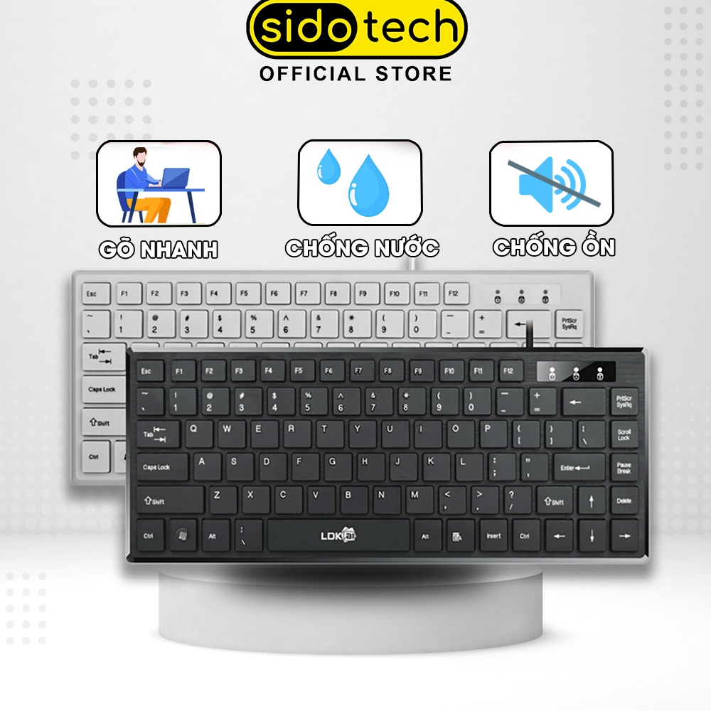 Bàn phím laptop mini SIDOTECH XKB02 có dây nhỏ gọn 82 key hành trình phím vừa phải giúp gõ văn bản n