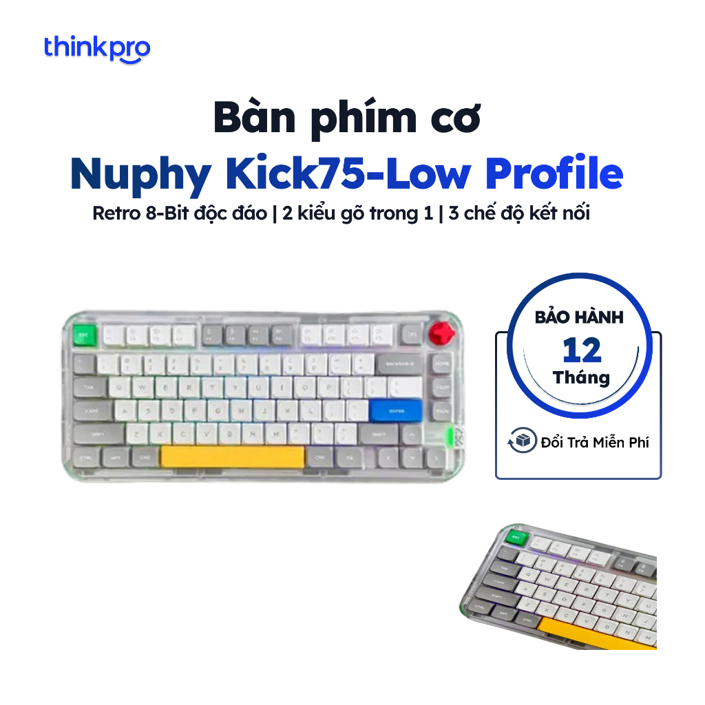 [CHÍNH HÃNG] Bàn phím cơ không dây NUPHY KICK75 Low Profile Layout 75%, Hotswap, 3 mode kết nối, Led