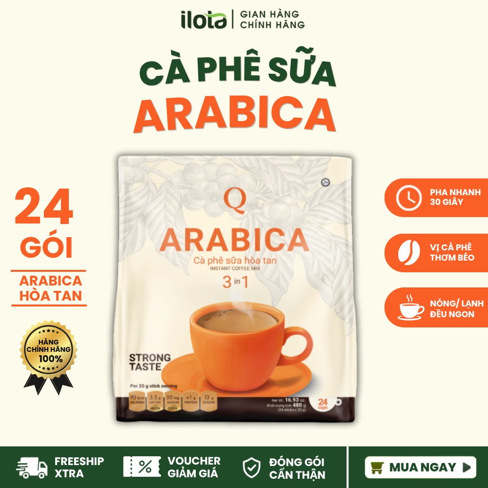 Cà phê sữa Arabica hòa tan 3in1 (Bịch 24 gói) - Trần Quang