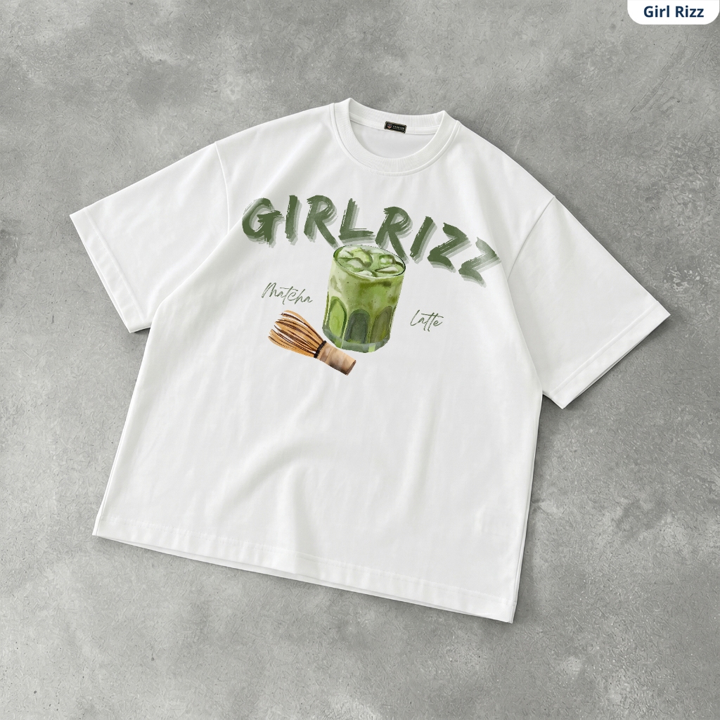 Áo Thun Unisex GIRLRIZZ Matcha Latte – Streetwear Áo Thun Boxy Unisex Form Rộng Dễ Thương Năng Động 