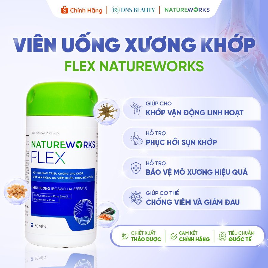 [MUA 4 TẶNG 5] Viên Uống Flex Natureworks Hỗ Trợ Giảm Triệu Chứng Đau Khớp, Khó Vận Động Lọ 60 Viên