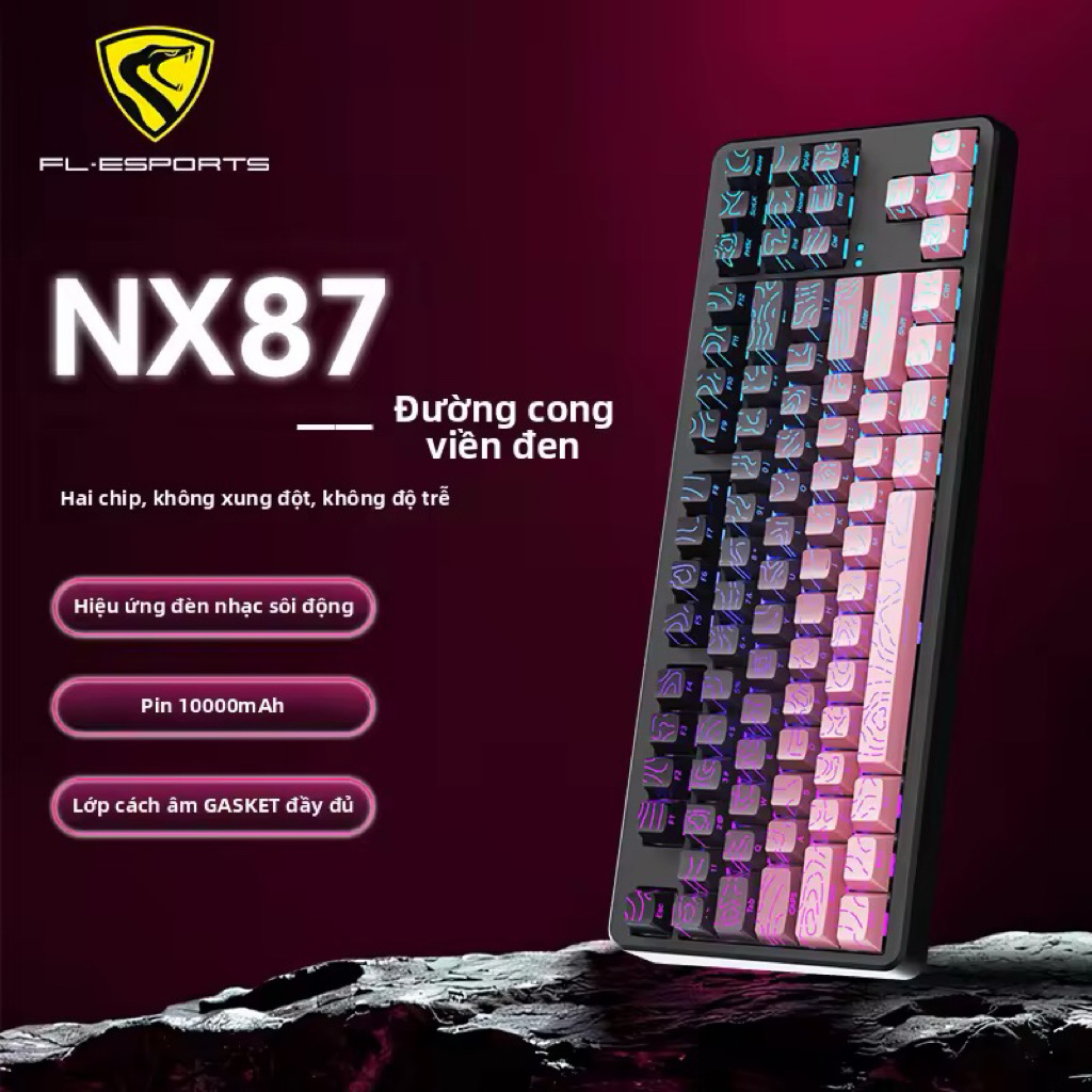 Bàn Phím Cơ Gaming FL ESPORT NX87 | Linear Switch Silent | 3 Mode | Led RGB | Chính Hãng
