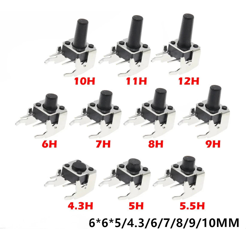 Nút nhấn 4 chân vuông cong 6x6 (6*6*6/8/10) / Nút nhấn 6x6 -2 chân vuông bên cạnh