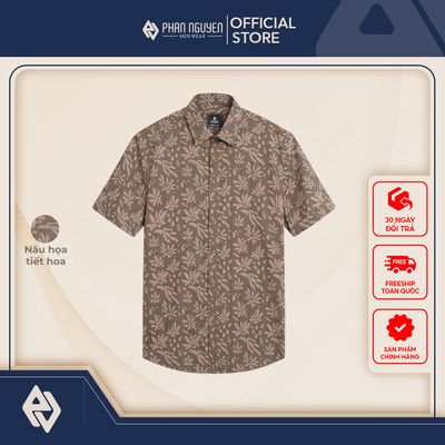 Áo sơ mi họa tiết nam Phan Nguyễn, chất liệu bamboo mềm mại, thoáng mát, form slim fit SMC.585