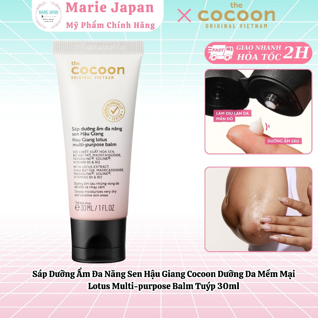 Sáp Dưỡng Ẩm Đa Năng Sen Hậu Giang Cocoon Dưỡng Da Mềm Mại Lotus Multi-purpose Balm Tuýp 30ml