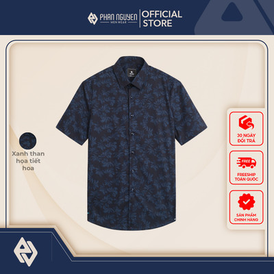Áo sơ mi cộc tay nam họa tiết Phan Nguyễn, chất liệu bamboo thoáng mát, form slim fit SMC.581