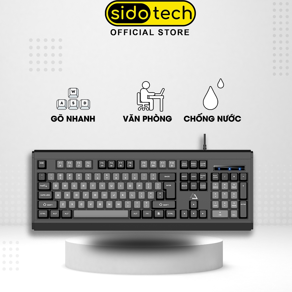 Bàn phím máy tính có dây SIDOTECH KM27 giả cơ gaming văn phòng full size 104 key gõ nhanh chống nước
