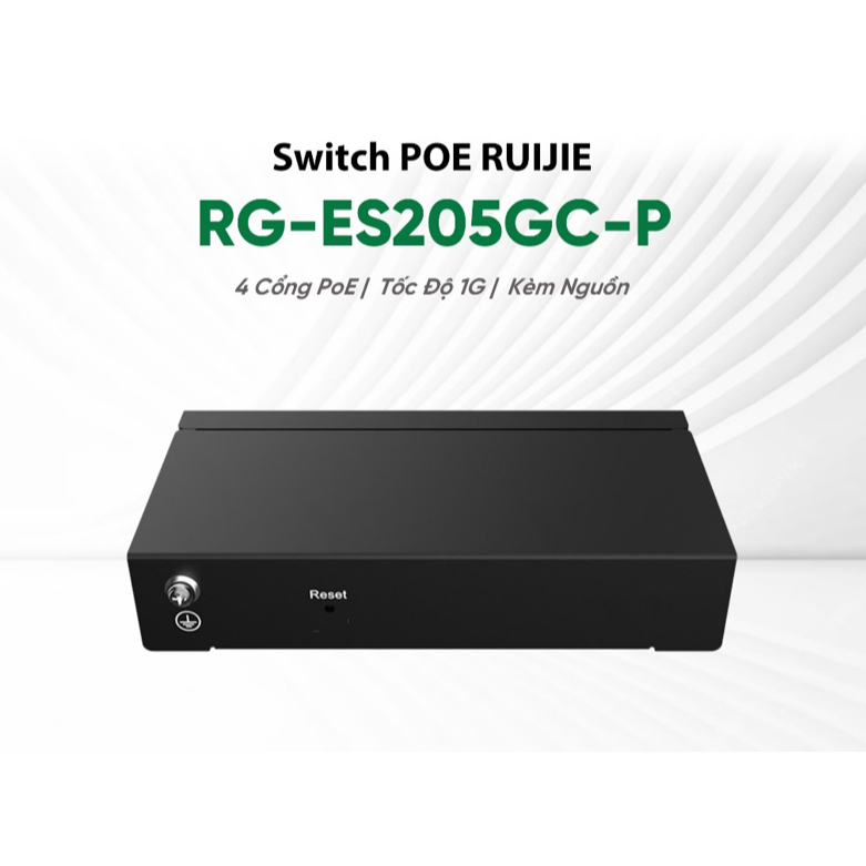 SWITCH POE 5 CỔNG RUIJIE RG-ES205GC-P - Tốc độ chuyển mạch 10Gbps, MAC 2K, Tích hợp Web management, 
