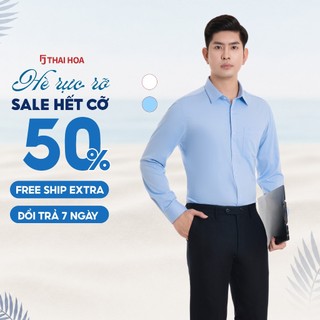 Áo sơ mi nam 23ASM-993 Thái Hòa dài tay trung niên chất liệu sợi tre trơn 2 màu cực đẹp