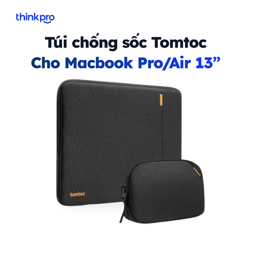 Túi Chống Sốc Cho Macbook Air/Pro 13" Tomtoc 360° Protective Kèm Túi Phụ Kiện, Chống Sốc Toàn Diện