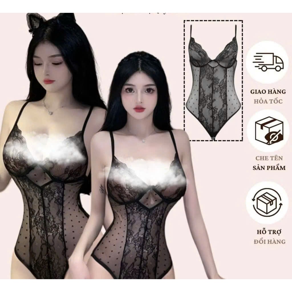 Bộ bodysuit - Set jum chấm bi gợi cảm 1391