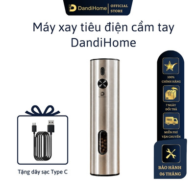 Máy xay gia vị điện DandiHome 110ml - Xay tiêu, muối, điều chỉnh độ mịn, sạc pin Type-C ‌Dung tích lớn