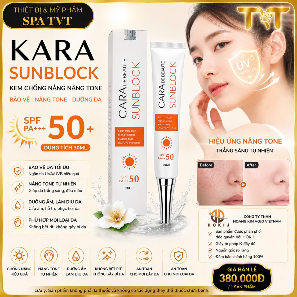 Kem Chống Nắng Cao Cấp Cara (kara) Debeauty SPF 50+ 30ML( chuẩn hàn)