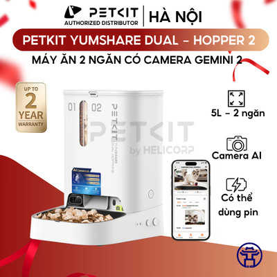 [GEMINI 2 Có Camera AI] Máy Cho Thú Cưng Ăn PETKIT Yumshare Dual - Hopper