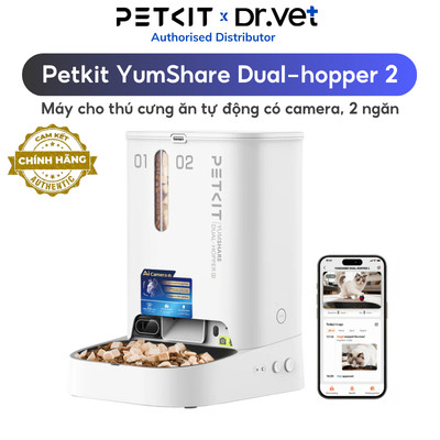 [GEMINI 2] Máy ăn tự động cho chó mèo PETKIT Yumshare Dual-Hopper có app, camera, 2 ngăn 5 lít