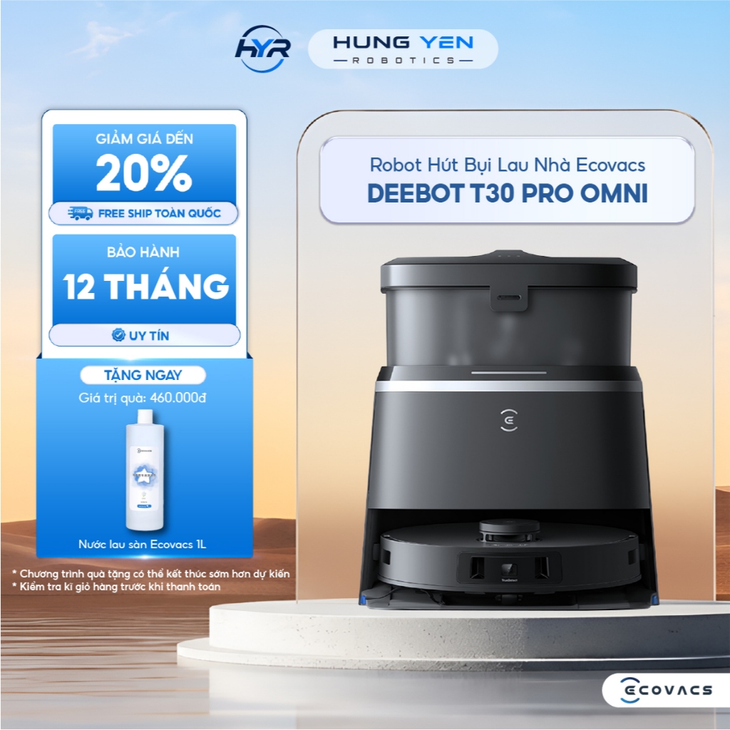 Robot hút bụi lau nhà Ecovacs Deebot T30 Pro Omni - Chính hãng