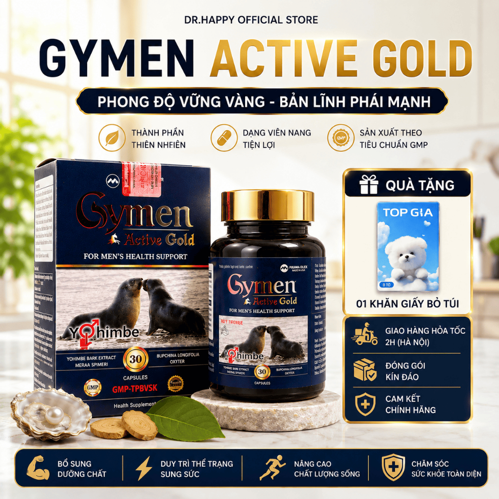 Tăng cường sinh lý nam GYMEN Active Gold bổ thận tráng dương giảm yếu sinh lý, tiểu đêm nhiều lần