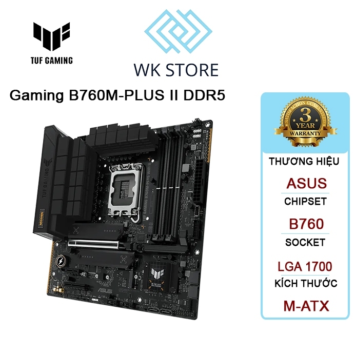 Bo mạch chủ Asus TUF Gaming B760M-PLUS II | Intel B760 | Socket 1700 |M-ATX | DDR5 |BH 36T